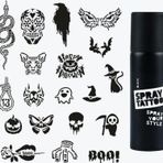 Happy Halloween Dövme Şablon Seti + Siyah Sprey