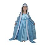 HAPPY KİDS Prenses Elsa Kostümü Kapüşonlu Pelerinli Mavi Model Elbise+Prelerin+Eldiven+Taç 2-3 Yaş mavi