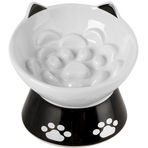 HAPPY KIT Kedi Yavaş Besleyici, 6 İnç Kedi Maması Kasesi Yükseltilmiş Köpek Yavaş Besleyici Kase Seramik Kedi Kasesi Kuru ve Islak Yiyecekler için Kusma Önleyici, Beyaz