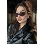 happy line Narrow oval cat eye güneş gözlüğü - ÖZEL DERİ KILIF SİLME BEZİ HEDİYELİ