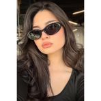 happy line Siyah oval eclipse lens güneş gözlüğü