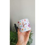 Happy Mountains Isme Özel Kişiye Özel Porselen Renkli Çiçekli T Kupa Bardak Latte Fincanı - Beyaz