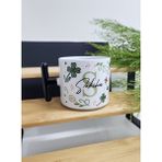 Happy Mountains Isme Özel Kişiye Özel Yonca Yaprak Çiçek Desenli Porselen T Kupa Bardak Latte Fincanı - 1 Adet - 200 ml