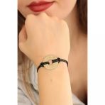 Happy (Mutlu) Siyah Deri İpli Unisex Mood Bileklik (Timya/1395) 189498