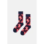Happy Socks - Erkek Lacivert Noel Baba Desenli Pamuklu Çorap - 41 - 46 - 166-Lacivert