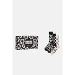 Happy Socks - Erkek Siyah Beyaz Desenli 3’lü Pamuklu Çorap Seti - 41 - 46 - Açık Gri - Siyah - Beyaz