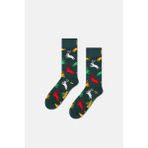 Happy Socks - Erkek Yeşil Geyik Desenli Pamuklu Çorap - 41 - 46 - 01-Yeşil