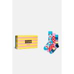 Happy Socks - Kadın Çok Renkli Kare ve Çizgi Desenli Pamuklu 3’lü Çorap Seti - 36 - 40
