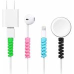Happy Trend 4 Adet Spiral Esnek Silikon Kablo Koruyucu iPhone - Micro USB ve TYPE-C ve Diğer Tüm Kablolar İçin Uygun Kablo Koruyucu 4 Farklı Renk