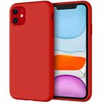 Happy Trend Apple Iphone 11 Uyumlu (6.1") içi Kadife Lansman Liquid Silicone kılıf Şok Emici Full Kasa Koruma Sağlayan Kılıf (Kırmızı)