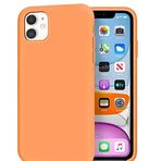 Happy Trend Apple Iphone 11 Uyumlu (6.1") içi Kadife Lansman Liquid Silicone kılıf Şok Emici Full Kasa Koruma Sağlayan Kılıf (Turuncu)
