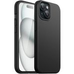 Happy Trend iPhone 15 Plus Uyumlu içi Kadife Lansman Liquid Silicone kılıf Şok Emici Full Kasa Koruma Sağlayan Kılıf Siyah
