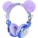 Happy World Shopping Çocuklar Kulaklıklar Kablosuz Pom Ayı Kulaklık Bluetooth Kulaklık Mic ile Kulak Kulaklık Kızlar Için Gençler Okul Cep Telefonu Tablet Pc (Yurt Dışından) - Mavi