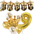 Happy Yazılı Gold Konfetili 9 Yaş Rakam Balon Set