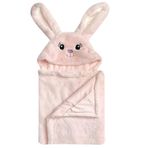 HappyCare Tex SNOOGIE Boo Ultra Yumuşak Bebek Suni Kürk Kapüşonlu Havlu, Pembe Small