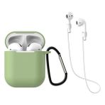 HappyCase Air Pods 1 ve 2. Nesil Uyumlu Silikon Kulaklık Kılıfı ve Askı Aparat 2 Li Set - Açık Yeşil