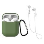 HappyCase Air Pods 1 ve 2. Nesil Uyumlu Silikon Kulaklık Kılıfı ve Askı Aparat 2 Li Set - Haki Yeşili