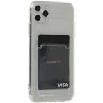 HappyCase Apple iPhone 11 Pro Max Kılıf Kartlıklı Şeffaf Kart Koymalı Silikon Yumuşak Kapak Kılıf- Şeffaf