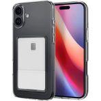 HappyCase Apple iPhone 16 Kılıf Kartlıklı Şeffaf Kart Koymalı Silikon Yumuşak Kapak Kılıf- Şeffaf