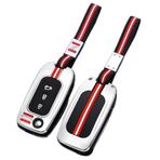 Happyit Araba çinko alaşımı anahtar kılıfı Renault Kadjar Captur Megane 3 Symbol Logan 2 Sandero 2 Dacia Duster için 3 tuşlu (gümüş + halat)