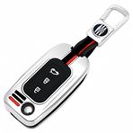 Happyit Çinko Alaşım + Silikon Araba Anahtarı Kapağı Kılıfı Anahtarsız Koruyucu Aksesuarlar r-enault 2016 – 2021 Koleos Kadjar Megane Clio Captur Kangoo (B, Gümüş) için uygundur