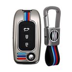 Happyit Çinko Alaşım + Silikon Araba Anahtarı Kapağı Kılıfı Anahtarsız Koruyucu Aksesuarlar Renault 2016 – 2021 Koleos Kadjar Megane Clio Captur Kangoo (B, Mat renk) için uygundur
