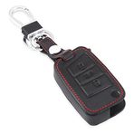 Happyit Volkswagen VW Golf 7 GTI GTD GTE MK7 Polo 2016 Skoda Octavia A7 Seat Leon Ibiza Smart Key Case için deri anahtarlık