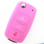 Happyit Volkswagen VW Polo Passat B5 Golf 4 5 6 Jetta Mk6 Tiguan Gol CrossFox Plus Eos Scirocco Beetle için Silikon Araba Anahtarı Kılıfı (Pembe)