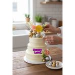 Happyland Gold-Gümüş Pasta Süsü 22’li Pasta Topları,Kelebek,Çiçek ve Tüy Happy Birthday Süsleme Seti