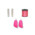 Happyland Gösteri Ponponu Yapım Seti Beyaz Tutma Sapı + Rafya Pembe Set