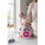 Happyland Mor Renk Pasta Süsü 22'li Pasta Topları,Kelebek,Çiçek ve Tüy Happy Birthday Seti