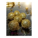 Happyland Yılbaşı Ağacı Çam Ağacı Süsü Gold Parıltılı Model 6 Adet Yılbaşı Topu 6 Cm Cici Top