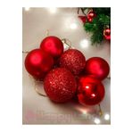 Happyland Yılbaşı Çam Ağacı Süsü Kırmızı Yılbaşı Topu 4 Cm 6'lı Kırmızı Yılbaşı Cici Toplar