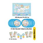HAPPYLOOPPARTY Cinnamoroll Cinnamoron Sanrio Temalı Doğum Günü Tabak , Bardak , Afiş Seti