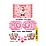 HAPPYLOOPPARTY Hello Kitty Temalı Doğum Günü Tabak , Bardak , Afiş Seti