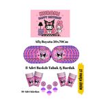 HAPPYLOOPPARTY Kuromi Temalı Doğum Günü Tabak , Bardak , Afiş Seti