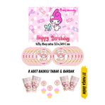 HAPPYLOOPPARTY My Melody Melodi Temalı Doğum Günü Tabak , Bardak , Afiş Seti 35x50
