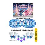 HAPPYLOOPPARTY Stıc Lilo & Stiç Angel Baby Temalı Doğum Günü Tabak , Bardak , Afiş Seti 50x70 Cm