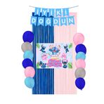 HAPPYLOOPPARTY Stıc Lilo & Stiç Angel Doğum Günü Perde & İyiki Doğdun Banner Parti Malzemeleri Süsleri 35X50 Cm
