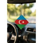 Happynesso Çift Taraflı Türk ve Azerbaycan Bayrağı Dikiz Ayna Süsü – Pleksi Araç İçi Askı Aksesuarı