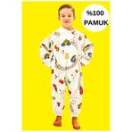 Happystore Elyafsız Organik Kışlık Uzun Kol Çift Kat %100 Pamuk Pazen Arabalı Cocuk Bebek Uyku Tulumu