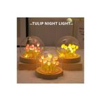 Happystore Yapay lale çiçek gece lambası el yapımı DIY başucu lambası LED gece lambası yatak odası dekoru