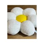 happyteks Papatya Dekoratif Peluş Yastık Minder Kırlent ekru-sarı