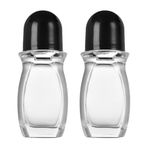 Happyupcity 2 adet 50ml/1.7oz boş şeffaf cam rulo şişeler siyah kapaklı doldurulabilir deodorant şişeleri rulo konteynerler seyahat rulo top kavanozlar DIY masaj yağı güneş koruyucu kozmetik