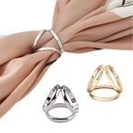 Happyupcity 2 Adet Kadın Üç Yüzük Eşarp Toka İpek Eşarp Toka Yüzük Moda Metal Şal Klips Toka Giyim Sarma Tutucu Bayan Dekorasyon Aksesuarları Tişört Atkısı için (Altın+Gümüş), Altın+gümüş, 1.9 cm/0.7