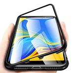 HaptiCase-Vivo IQ00 Manyetik Adsorpsiyon Teknik Kapak için Kılıf, Ultra İnce Metal Alüminyum Bumber Temperli Cam Arka Kapak 360 Tam Gövde Darbeye Dayanıklı Koruma Kılıfı IQ00 - Siyah