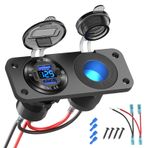 Hapytrip 12V USB soketi USB c dahili soket paneli fişi, PD3.0 ve çift QC3.0 USB portu LED voltmetre anahtarlı alüminyum araç şarj cihazı, aydınlatmalı 150W çakmak soketi 2'si 1 arada DIY kiti