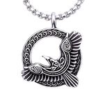 HAQUIL Kelt Viking Odin Kuzgun Kolye Ucu, Kuzgun Takı Erkekler ve Kadınlar için Hediye, Paslanmaz Çelik, Değerli Taş İçermez