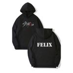 Harajuku Style Siyah Stray Kids Felix Ön-Arka Baskılı Kapşonlu
