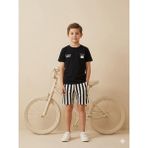 Harby Pamuklu Erkek Çocuk Siyah Tshirt-Çizgili Şort Takım - 4 Yaş - Siyah - Beyaz